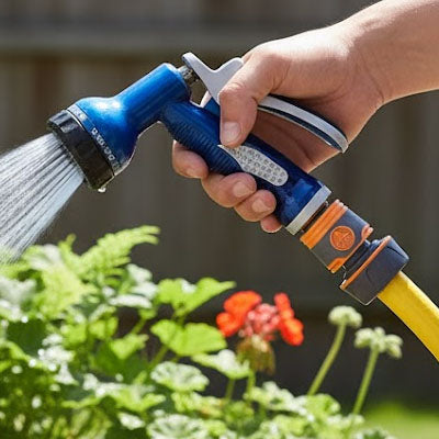 Pistolet arrosage bleu avec raccord tuyau arrosage