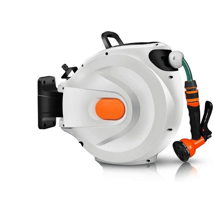 enrouleur tuyau retractable blanc