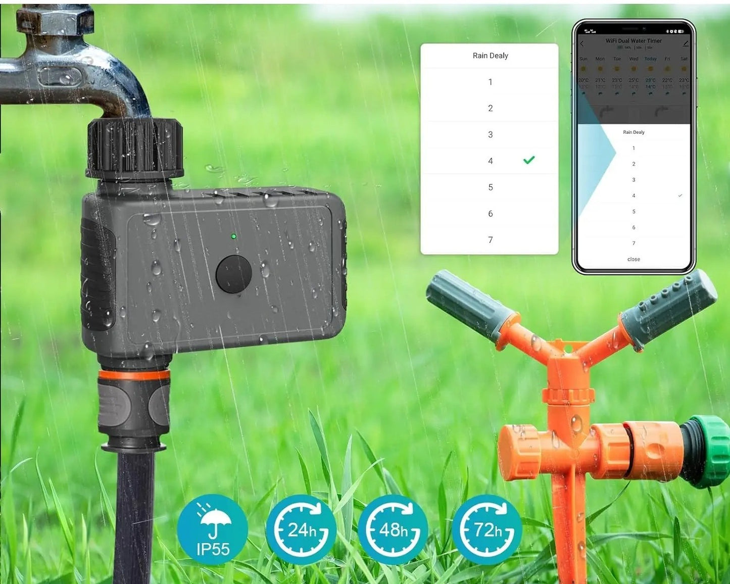 minuterie d arroage exterieure avec detecteur pluie programme