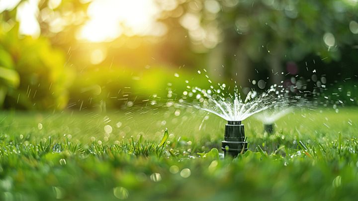 Magnifique pelouse avec système d'arrosage