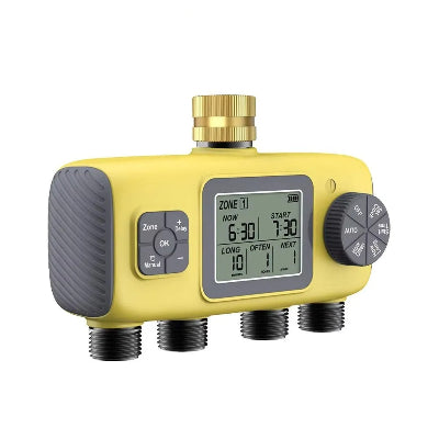 Programmateur arrosage jaune quatre voies