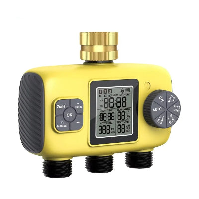 Programmateur arrosage jaune trois voies