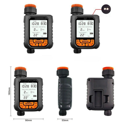 Programmateur arrosage noir orange avec dimensions