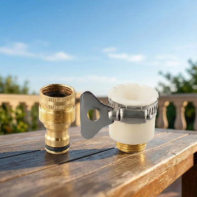 adaptateur robinet posé sur table terrasse