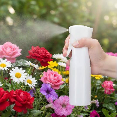 fleurs brumisées avec pulvérisateur