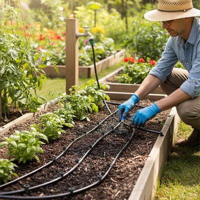 Jardinière avec arrosage goutte à goutte 