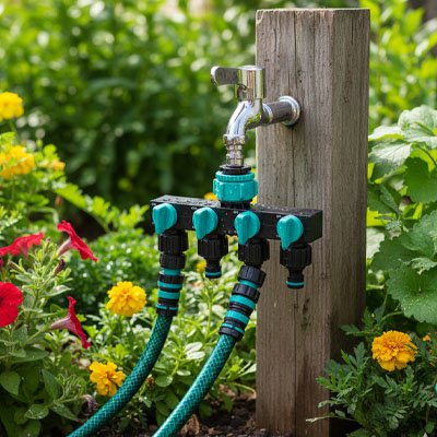 Raccord tuyau arrosage fixe au poteau