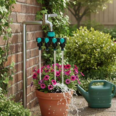 Raccord tuyau arrosage installe au robinet