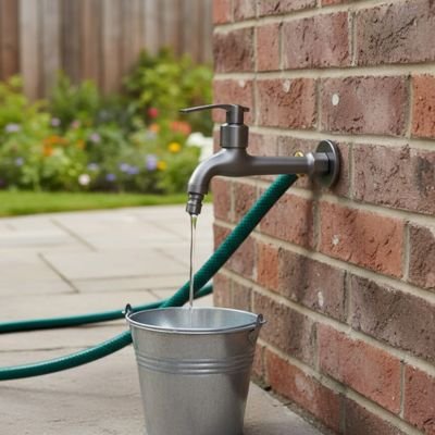 Remplissage d'un seau d'eau avec robinet exterieur 