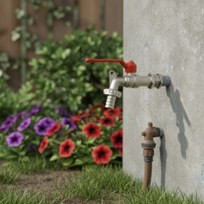 Robinet exterieur avec connecteur pour arrosage jardin