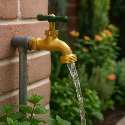 Robinet exterieur en laiton avec jet d'eau
