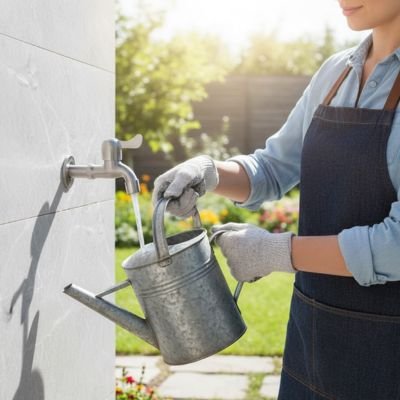 Robinet exterieur installé au mur