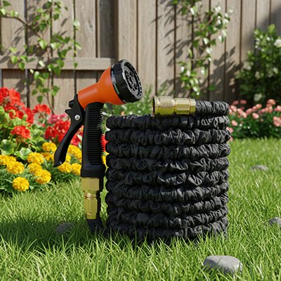 Tuyau arrosage extensible avec pistolet orange