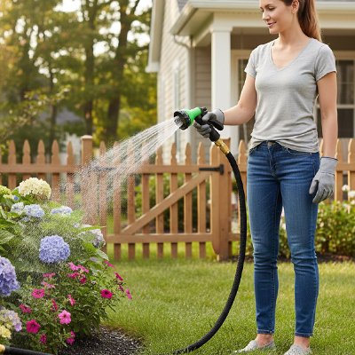 Tuyau arrosage extensible avec pistolet vert