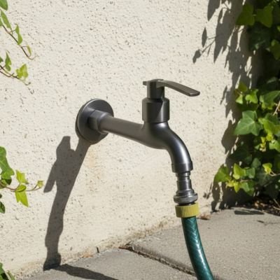 Tuyau d'arrosage connecté avec robinet exterieur 